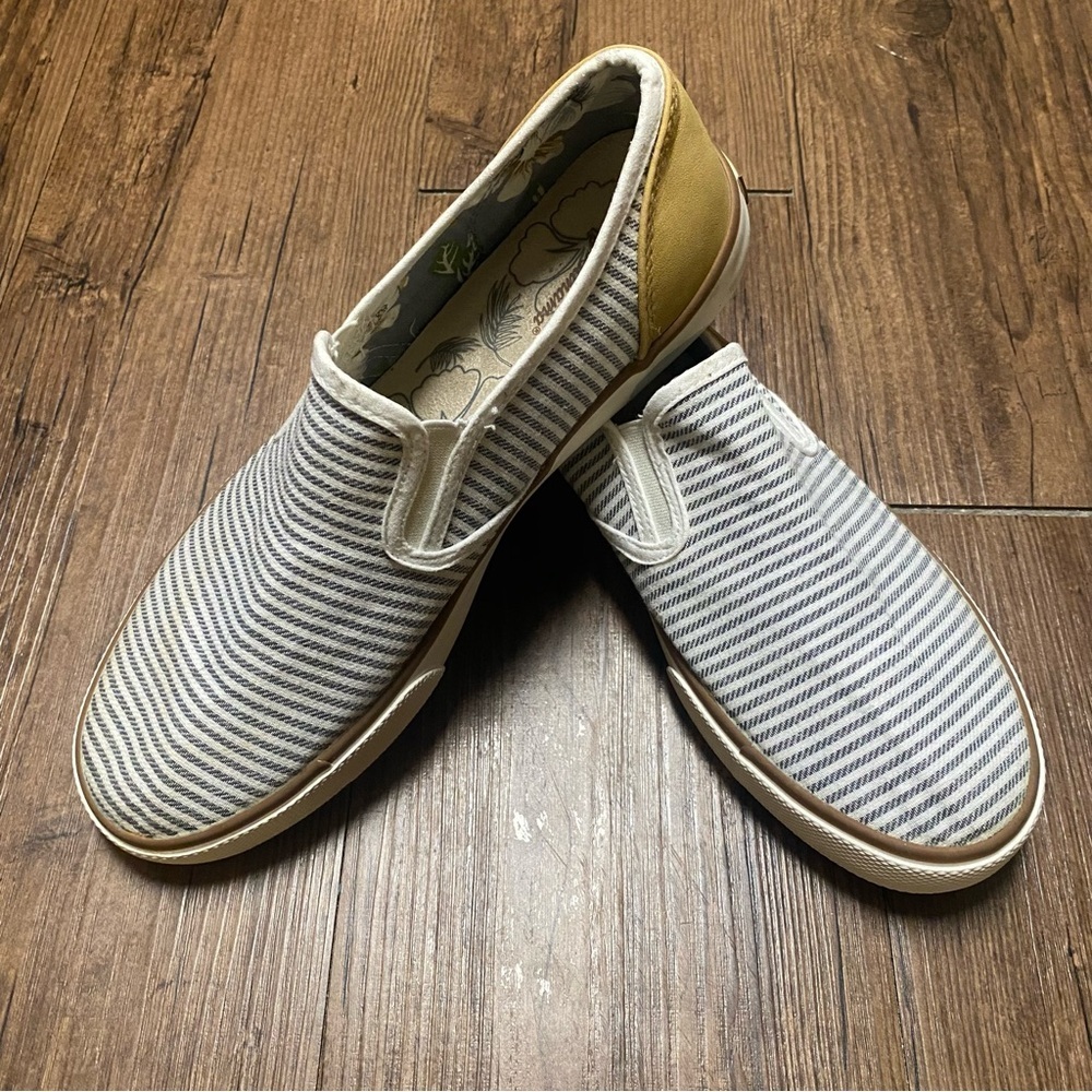 Tommy Bahama Men’s Slip-On Loafers in White, Gray & Mustard